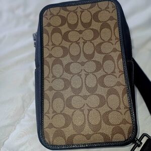 Coach Men's Tan and Black Messenger Bag